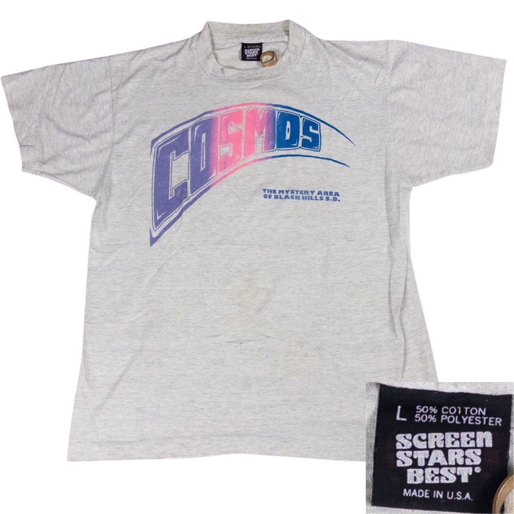 Vintage 80s Single Stitch Screen Stars Black Hills SD T Shirt Large Grey Cosmos